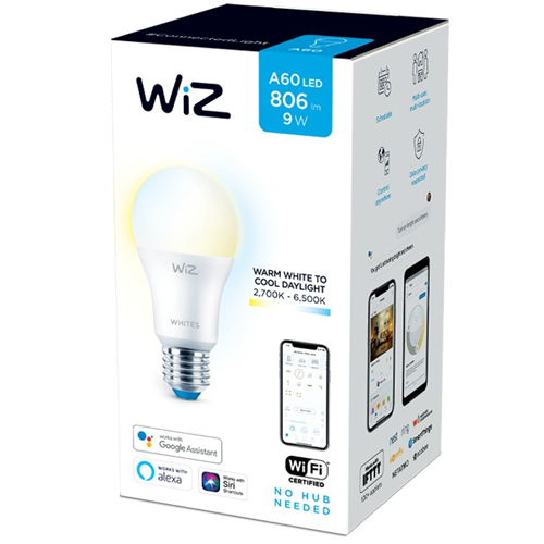 Bóng đèn Philips WIZ 16tr màu Wi-Fi Color+TunableWhite/9W A60